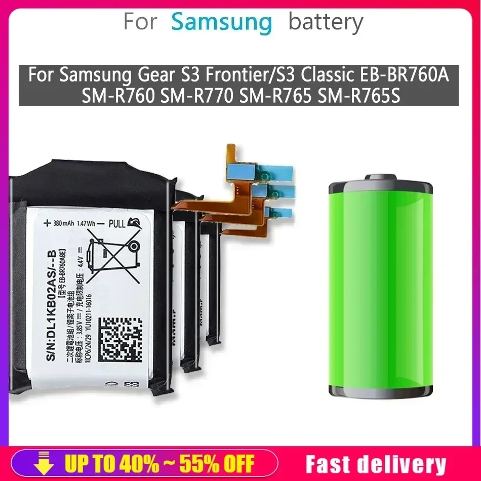 EB-BR760ABE 380mAh Battery For Samsung Gear S3 Frontier/S3 Classic EB-BR760A SM-R760 SM-R770 SM-R765 SM-R765S Fast Shipping