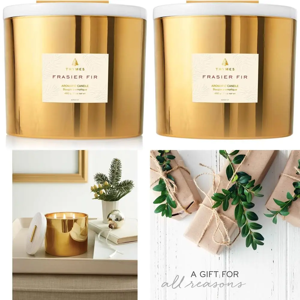 

Gilded Gold 3-Wick Scented Candle - Crisp Forest Fragrance - Luxurious Home Scent - Elegant Holiday Candle - Gold Jar (17 oz)