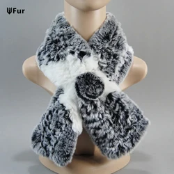 Winter Women Knit Real Rex Rabbit Fur Scarf Lady Fashion Floral Rex Rabbit Fur Mufflers Hot Winter Warm Natural Fur Scarves