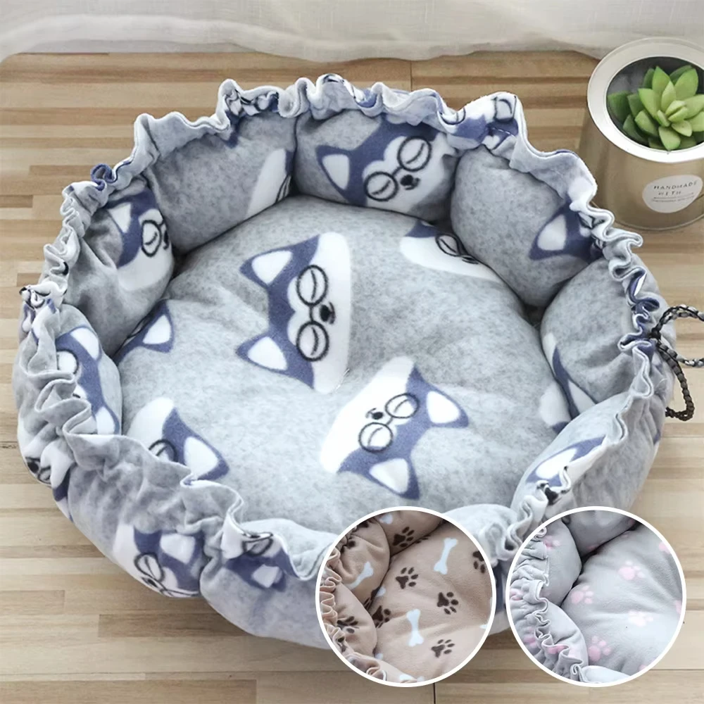 45cm Cat Nest Accessories Round Warm Mattress Cats Bed Pet Products House Supplies Sleeping Bag Cat Stuff Bed For Small Dogs