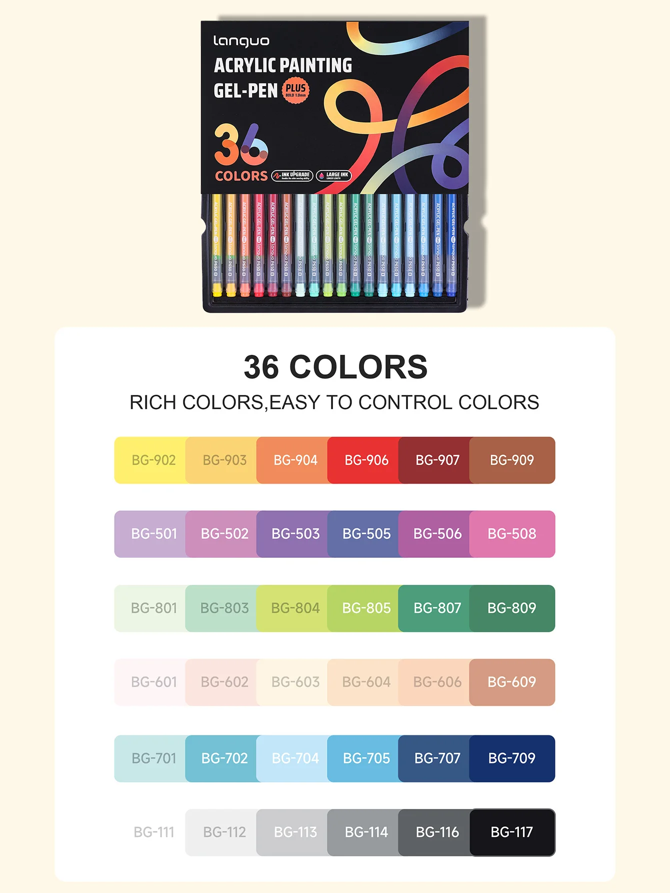 Languo 144/90/72/54/36 Farben Acryl-Malstift-Set Mehrfarbige Studenten-Handbuch-Stifte Zeichenmarker Schreibwaren ﻿ P650 – Detail 8