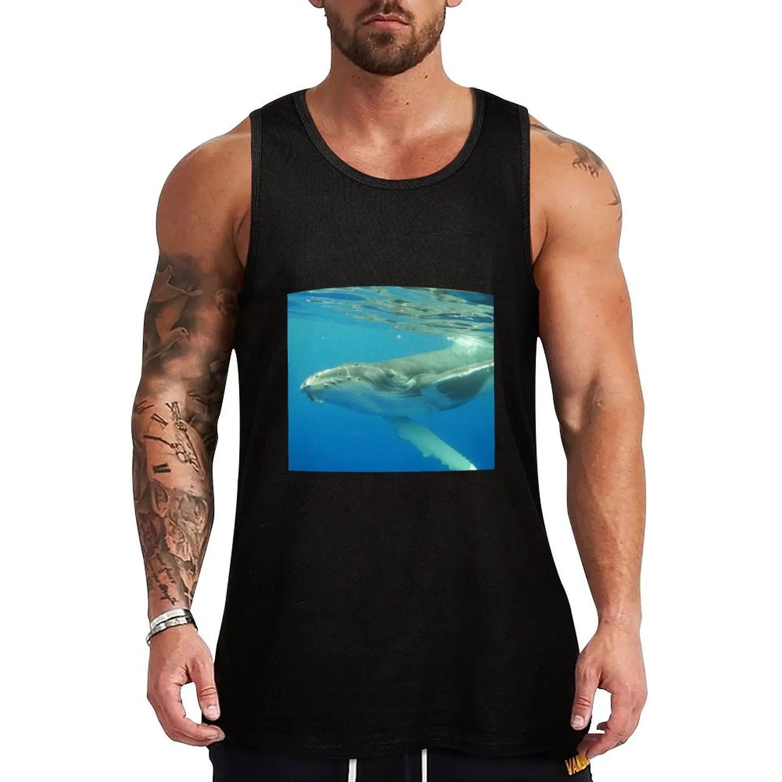 

Friendly Humpback whale calf Tank Top vest for men singlets for men basketball clothing Men's summer vest