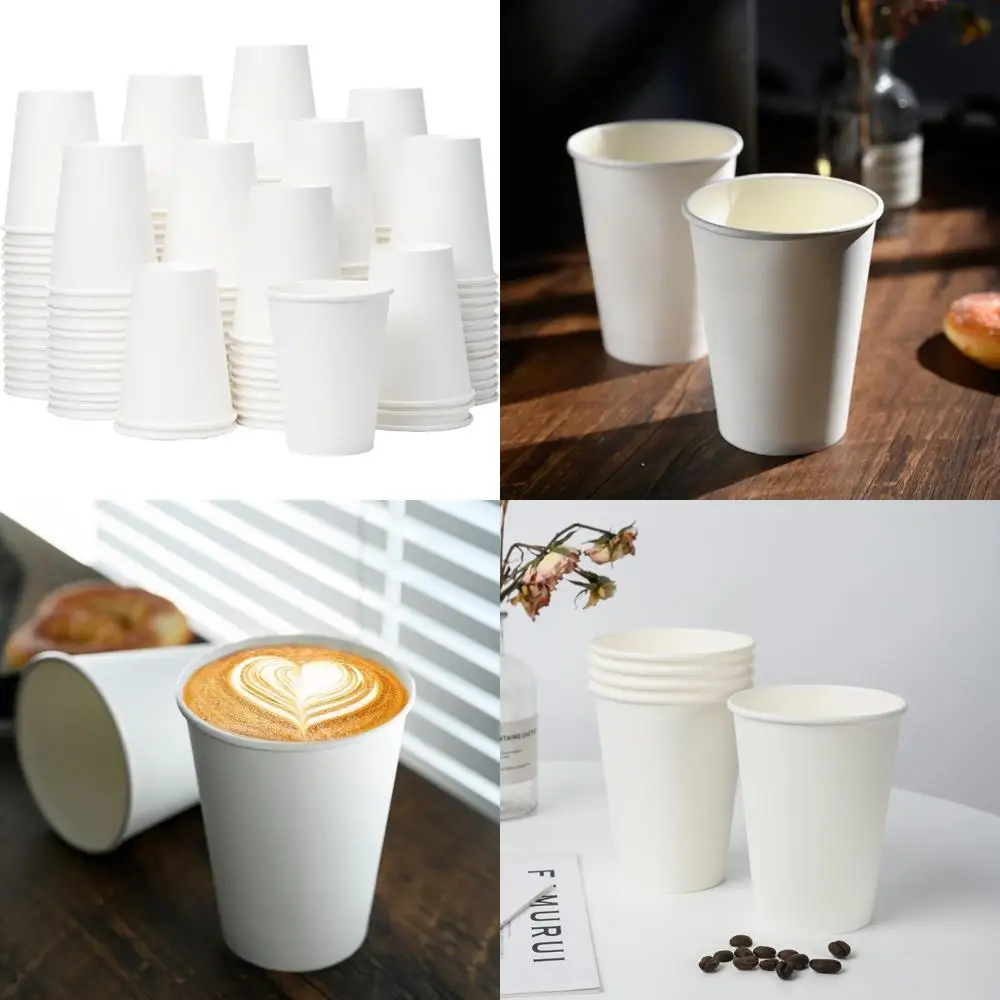 

500 Pack Disposable 12 oz Paper Coffee Cups - Bulk White Hot Beverage Cups for Coffee, Liquids, Chocolate, Juice, and More
