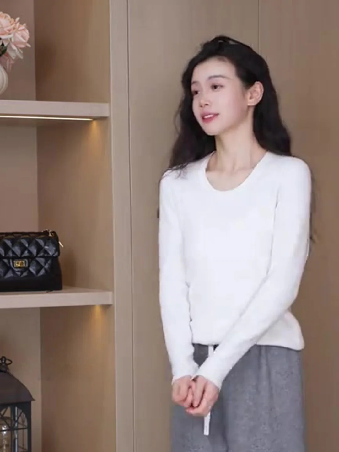 

Oajer Flagip Store Early Spring Korean Sle White Slim Fit round Ne Simple Knitted Sweater Women's Busin Casual Long ...