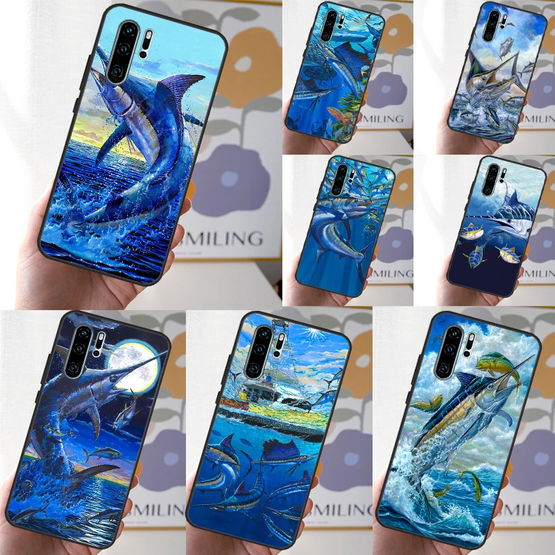 Blue Marlin Painting Case For Huawei P30 P20 P40 Lite Nova 11 Pro 9 10 SE 5T 11i 8i 3i Y60 Y70 Y90 Y61 Y91 Cover