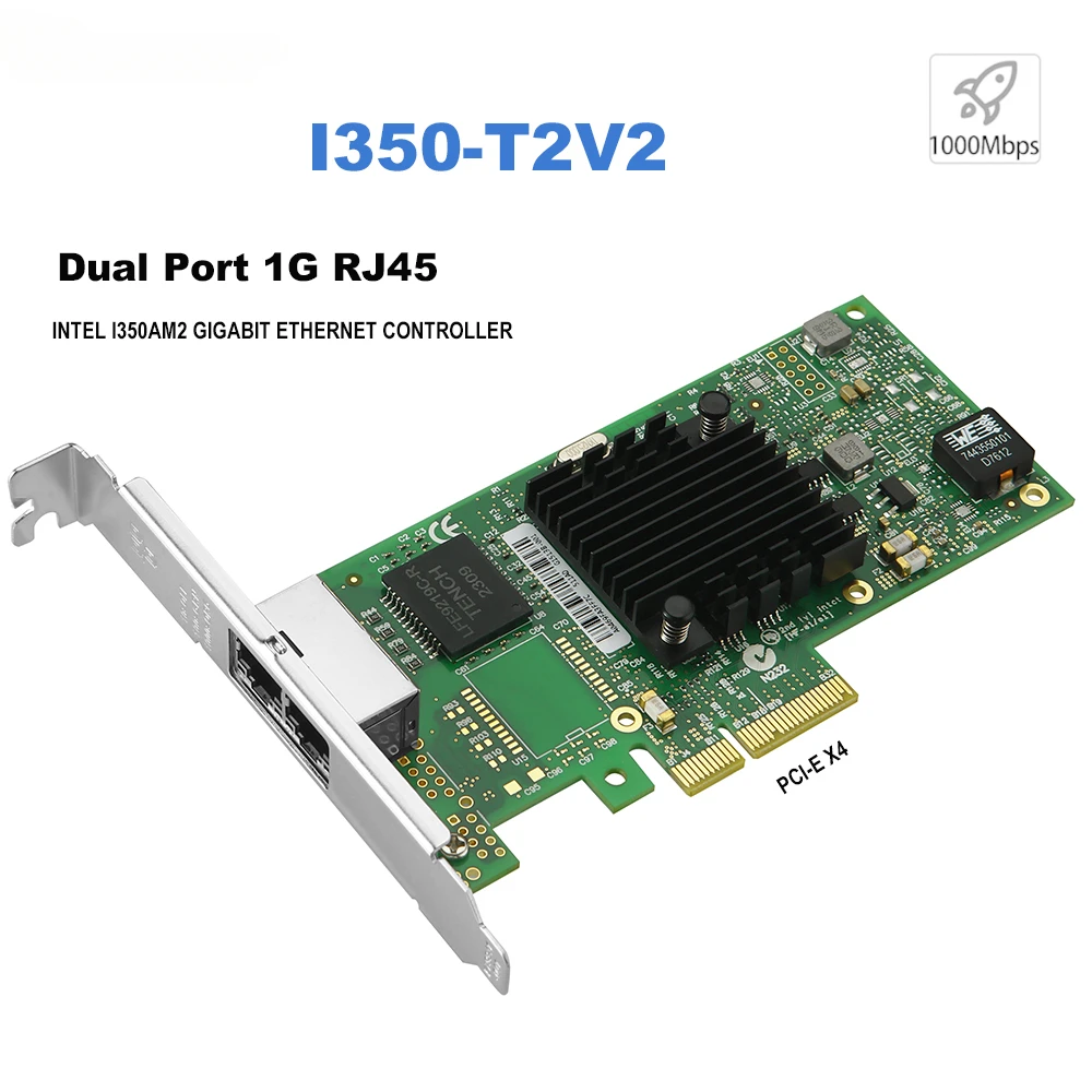 

Intel I350-T2V2 Dual Port Gigabit Ethernet Controller Card Intel I350AM2 PCI-E X4 2 Ports Server NIC for Data Centers