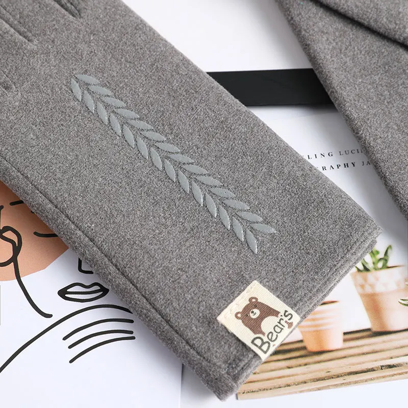 Nowe damskie zimowe rękawiczki dotykowe, cienkie, jednowarstwowe, z wewnętrznym ociepleniem z pluszowego weluru, eleganckie i miękkie.