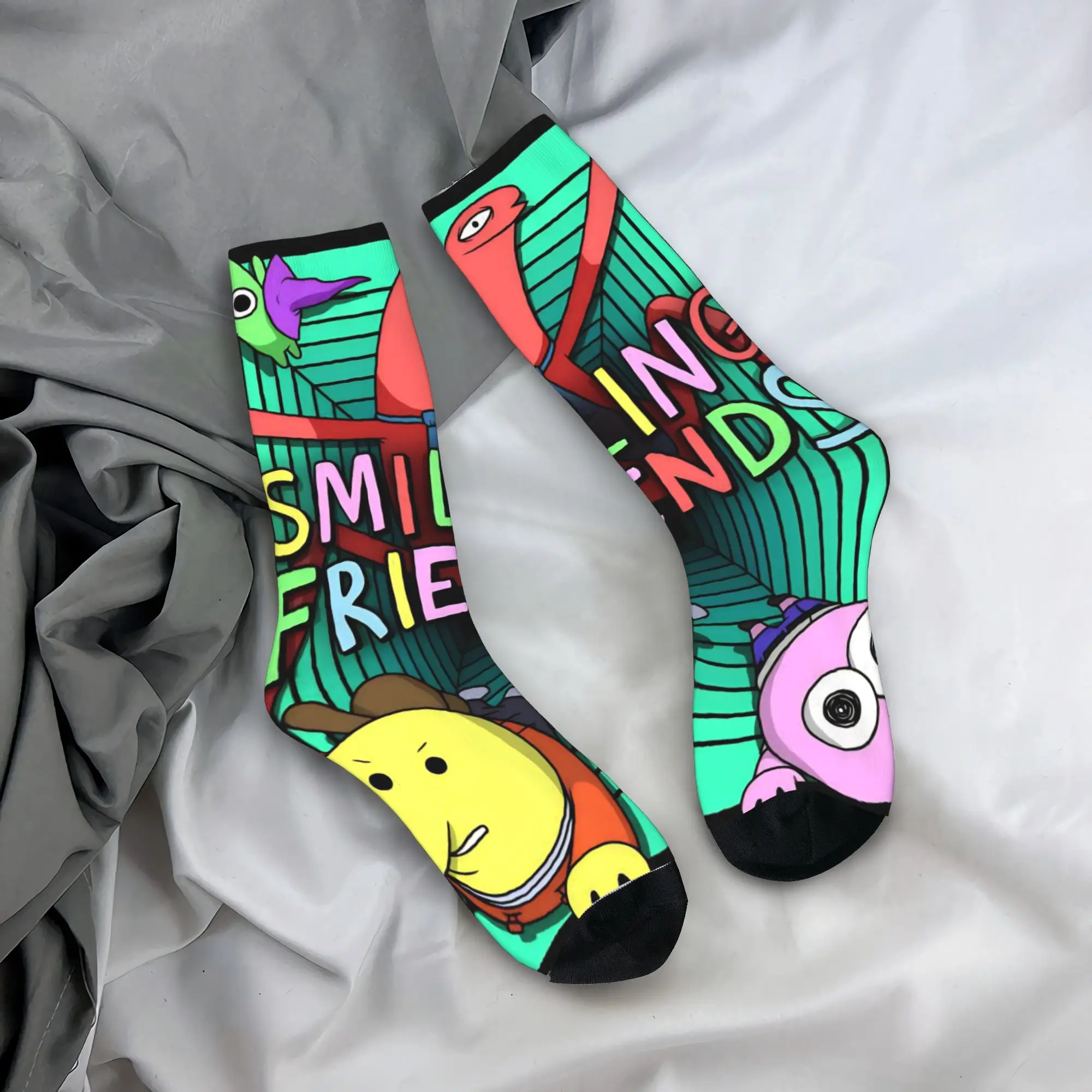 

Мужские носки, чулки с улыбающимся другом, осенние готические средние мягкие носки с узором, нескользящие носки для занятий спортом на открытом воздухе