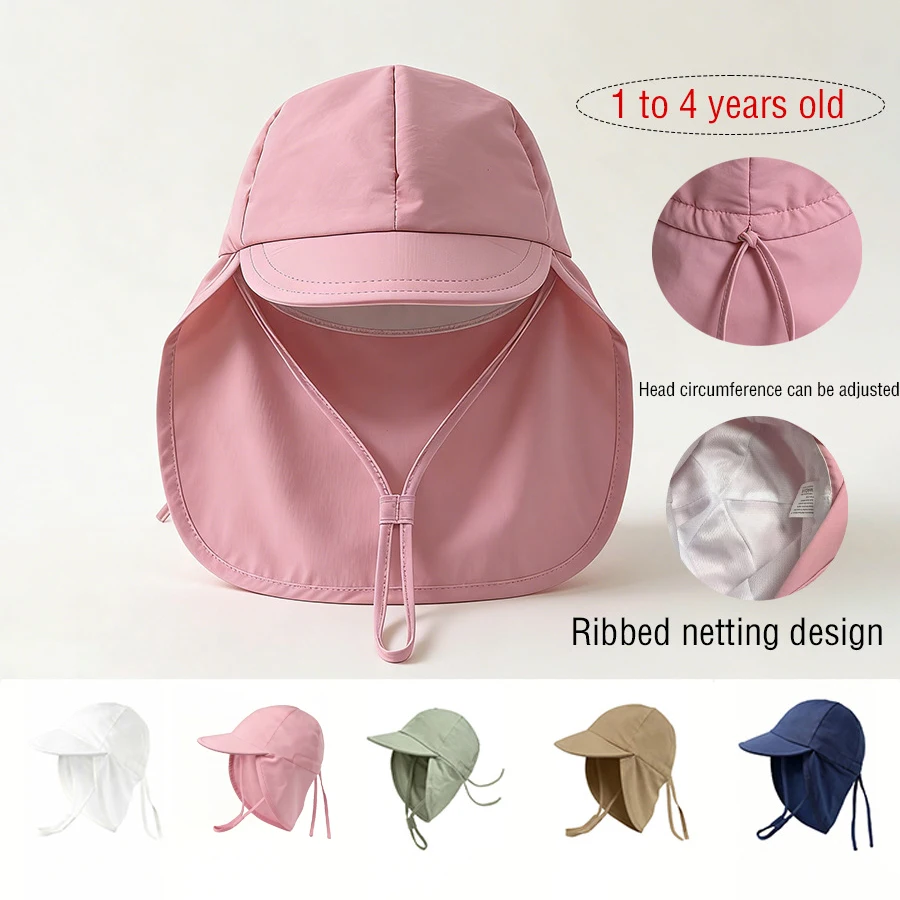 

1-4Y Popular Outdoor Unisex Baby European and American Cape Sun Hat Children's Sun Protection Hat Toddler Sun Hat