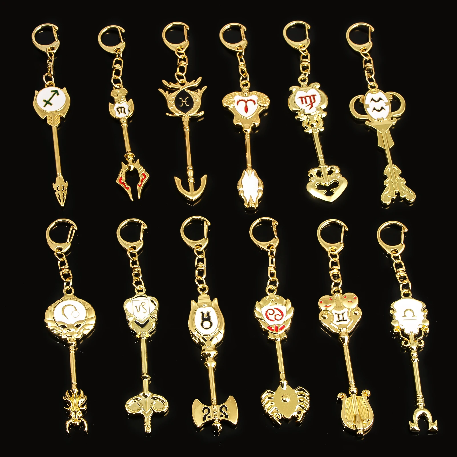 Anime fée queue 12 Constellation porte-clés zodiaque occidental étoile esprit magicien invocation clé unisexe bijoux accessoires cadeau