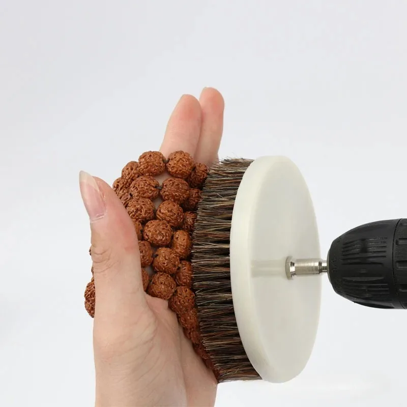 60mm Drill Power Disc Brush Bristles Wool for Leather Plastic Wooden Furniture Car Interiors Cleaning Polishing Scrub with Pole