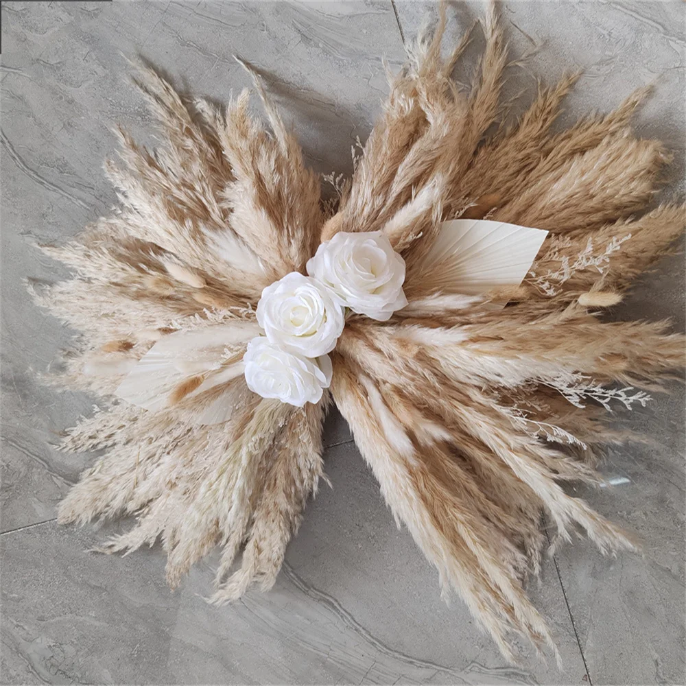 

50-80CM DIY Wedding Flower Wall Arrangement Pampas Dried Flowers Artificial Floral Row Decor Marriage Iron Arch Backdrop Decor