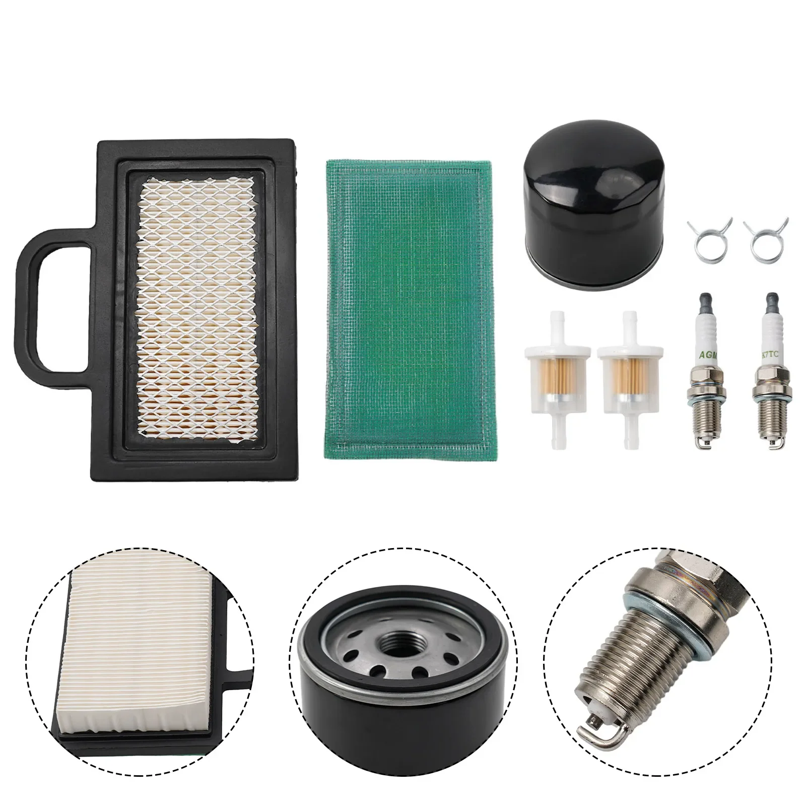 Engine Tune Up Kit for L120 L111 L118 LA120 LA130150 Air Pre and Oil Filters plus Fuel Line Clamps for V Twin Engines