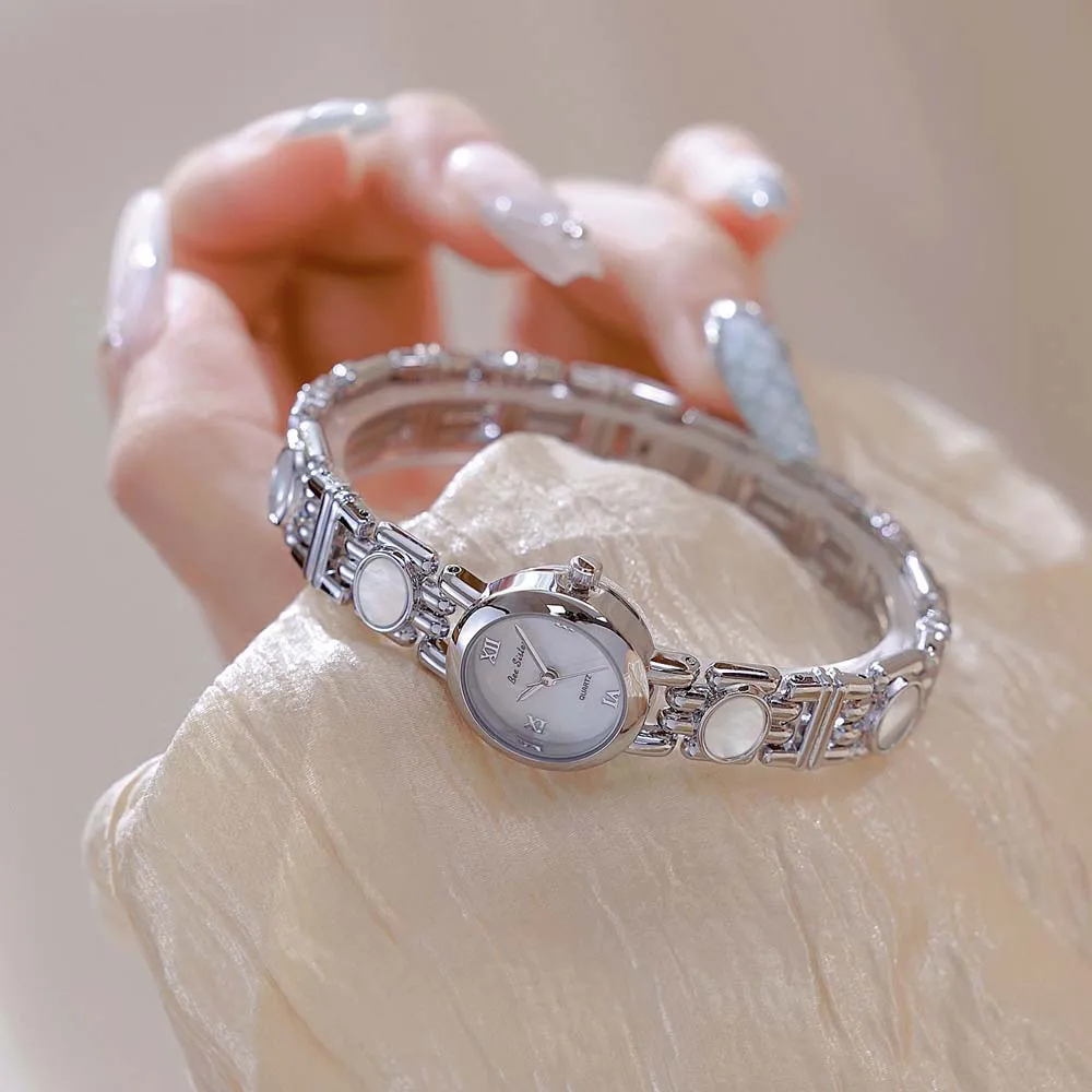 BS Luxury Women Quartz Watch Colorful Natural Jade Simple Ladies Watches Daily Wear Party Waterproof Decorative Wrist Gift