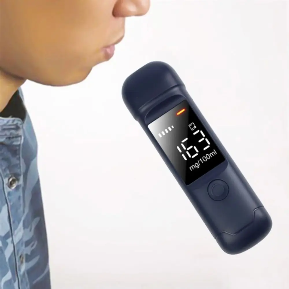 LCD Display Automatic Alcohol Detection System Anti-Corrosion Material Rechargeable Digital Alcohol Tester Blowing Type