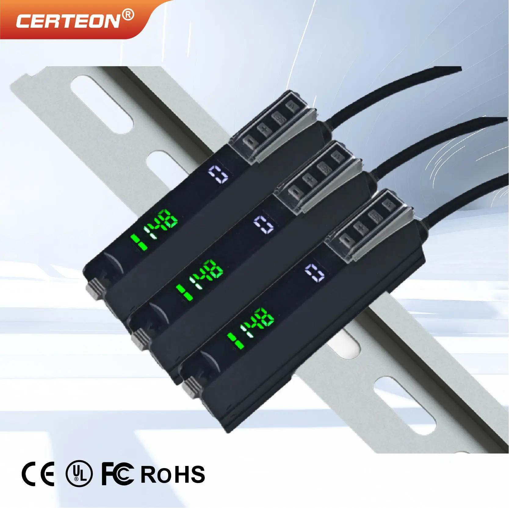 FX-551 Dual Display Fiber Optic Sensor Amplifier DC12-24V NPN Output Diffuse Through Beam Fiber Sensor
