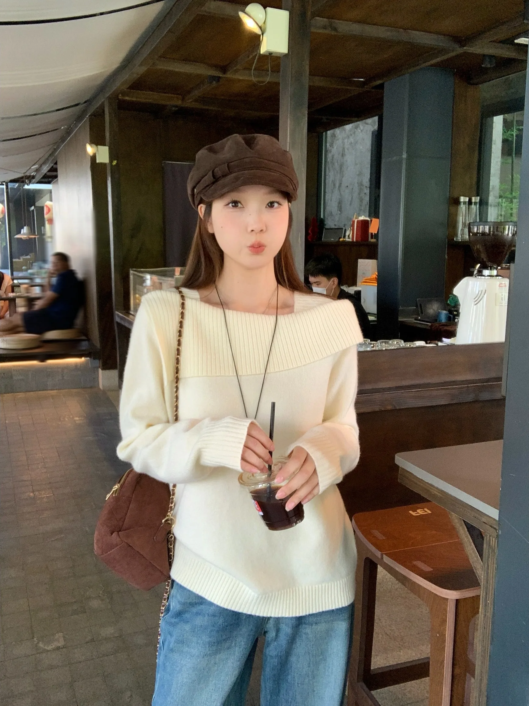 

plus Size Sweater Long Sleeve Knitted Casual Loose Slimming One-Shoulder Autumn Winter New Style Comfortable Knitted Top for ...