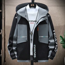 Fashion 2024 Spring Autumn Men's Hooded Jackets Youth Casual Loose Coats Outdoor Zipper Windbreaker Plus Size M-4XL Top Clothing