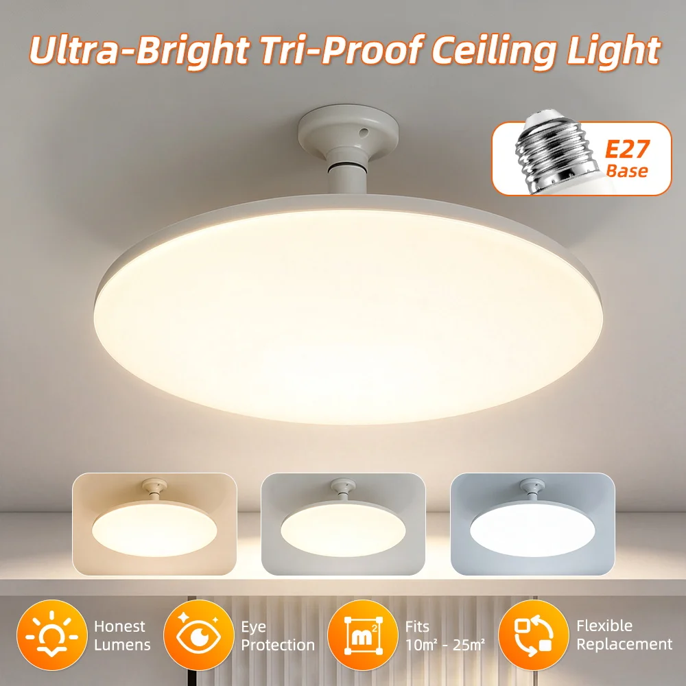Modern LED Ceiling Light E27 Round Ceiling Lamp Dustproof Mosquito Proof Ceiling Lamp For Living Room Bedroom Kitchen Decoration