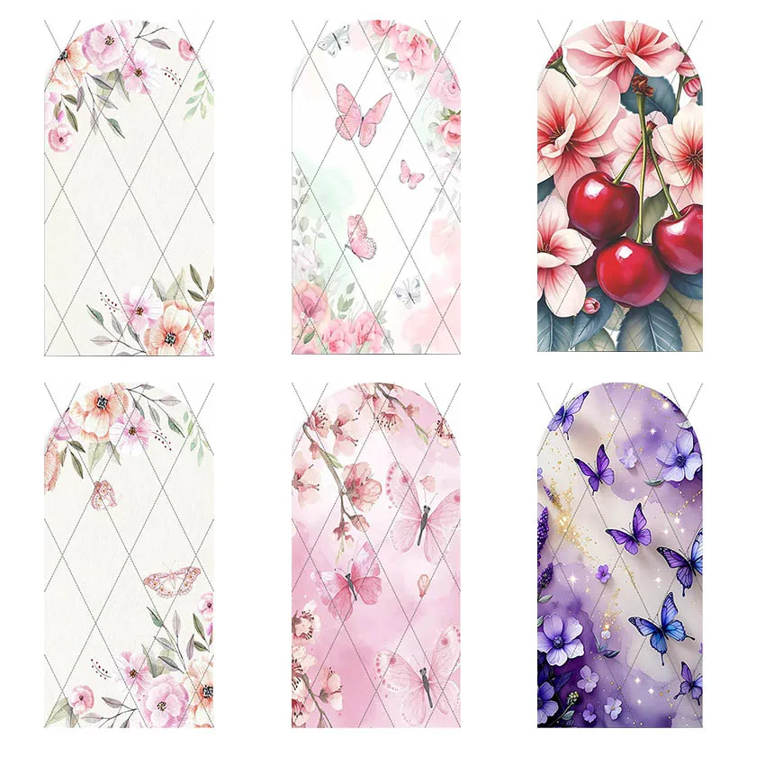 

Mehofond Custom 2-Sided Pink Butterfly Flowers Girls Birthday Party Baby Shower Cover Chiara Arch Wall Background Decor Backdrop