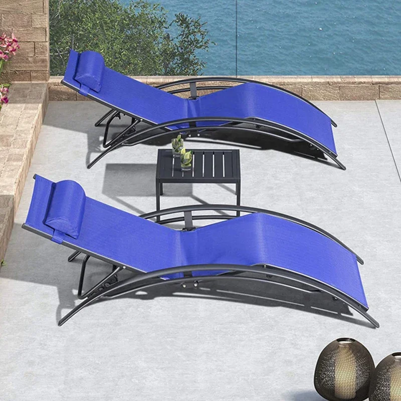 Factory Direct Sale Outdoor Sun Lounger Multi color Patio Swimming Pool Chair Backrest Adjustable Aluminum Beach Sunbed