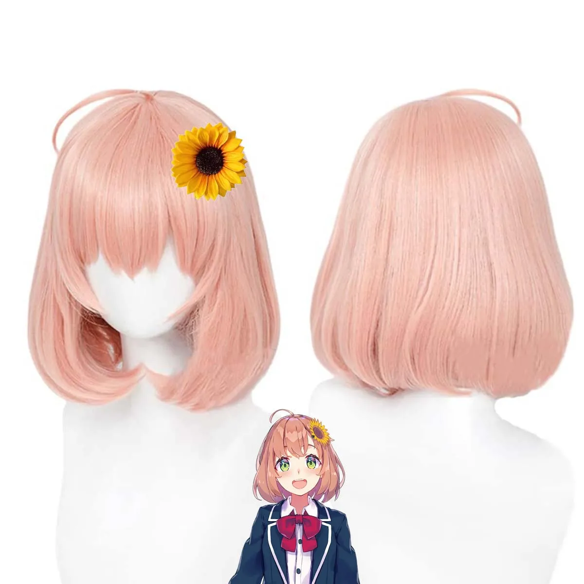 School Festivals Costume Props Anime Virtual vtuber Sunflower Honma Himawari Cosplay Wig