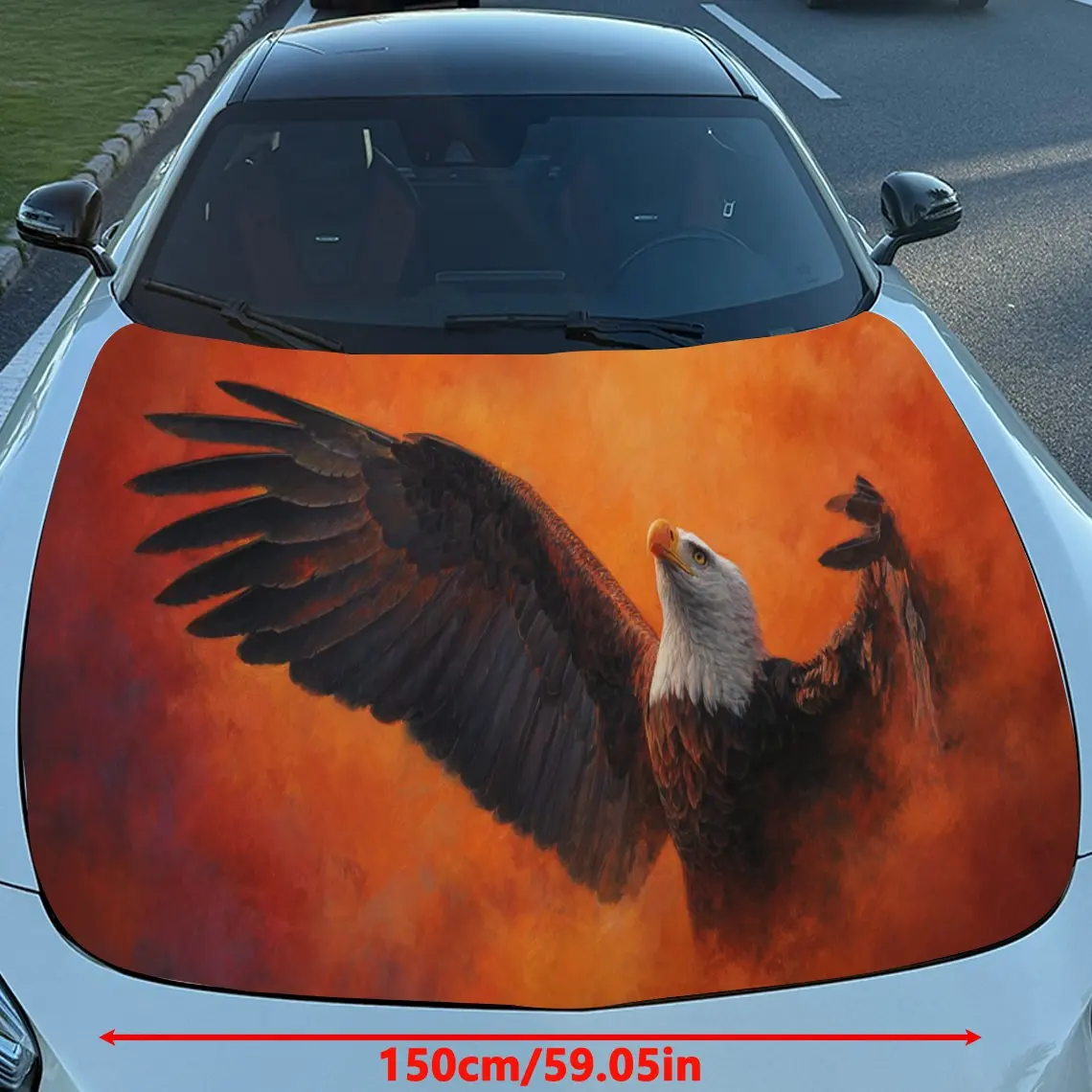 Car Decals Eagle with Spread Wings Design, featuring an eagle with its wings fully extended against a fiery - hued backdrop Car