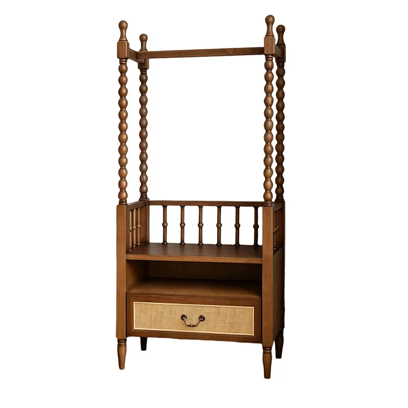 Solid wood vintage style coat rack, clothes drying rack, homestay and hotel storage cabinet