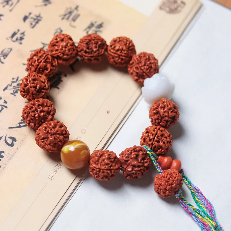 Nepal large , natural Rudraksha seeds, men's collectible walnut beads Buddhist bracelet