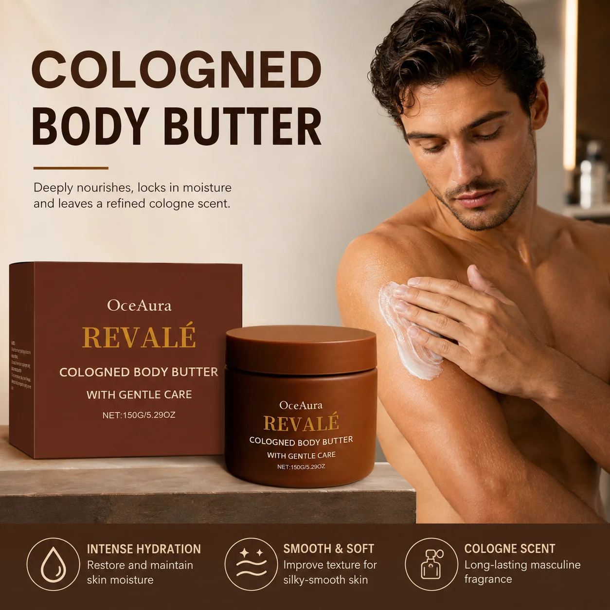 Beurre corporel parfumé aux phéromones pour hommes, hydratant longue durée, booste la confiance masculine, crème de soin pour la peau du corps, parfum séduisant