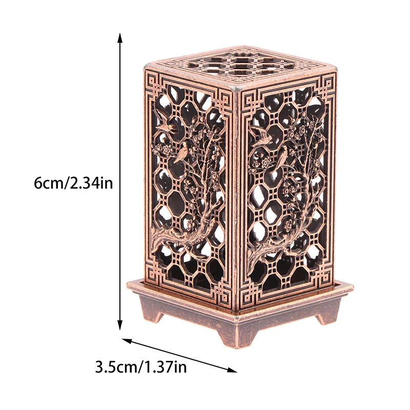 Square Vertical Incense Burner Small Xiangyun Alloy Incense Holder Indoor Aromatherapy Home Ornament Chinese Plum Inense Burners