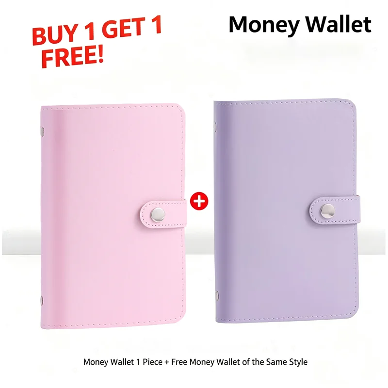 2Pcs A6 Money Saving Binder Multi‑color Leather Cash Stuffing Wallet Budget Planner Savings Challenge Notebook For Cash Manageme