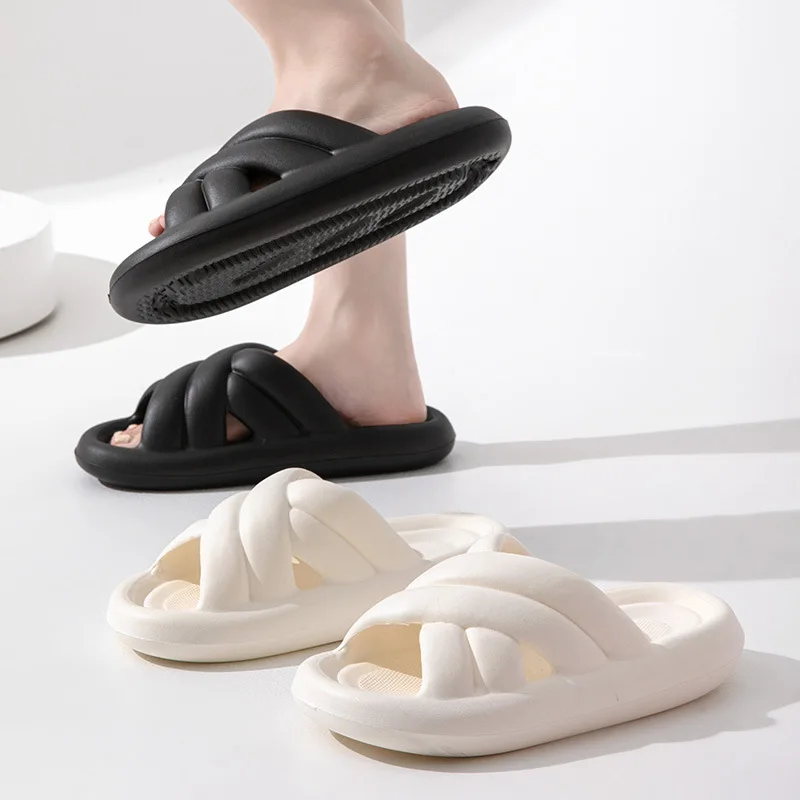 Sandal wanita musim panas Eva Super lembut, sandal Platform kamar mandi minimalis nyaman anti selip, sandal pria musim panas