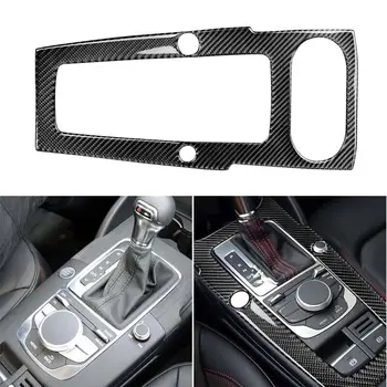 LHD 자동차 센터 기어 시프트 프레임 커버 탄소 섬유 스티커, 아우디 A3 S3 RS3 8V 14-19 용, 자동차 인테리어 패널 트림 스티커