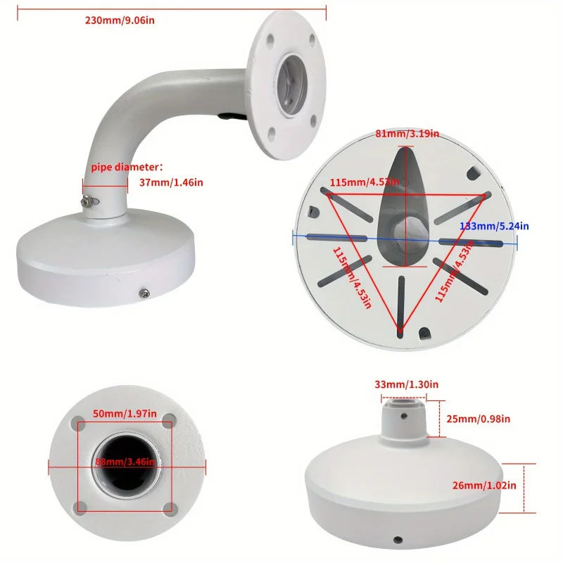 LType Security Camera Bracket - Wall-Mounted Aluminum Alloy Bracket，With Hidden Wire Storage and Anti-Oxidation Treatment，