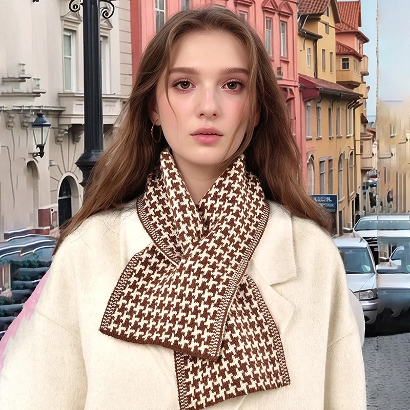 2024 Kintted Stripe Ring Scarf Cross Neckscarf Woman Winter Scarf Casual Neck Collar Keep Warm Shawl Wrap Scarves Muffler