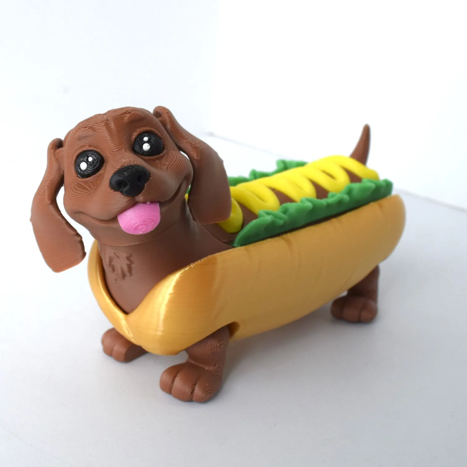 

Funny Simulation Hot Dog Bread Toy Statue 3D Printing Creative Joints Movable Puppy Model Desktop Decor Ornament Birthday Gift