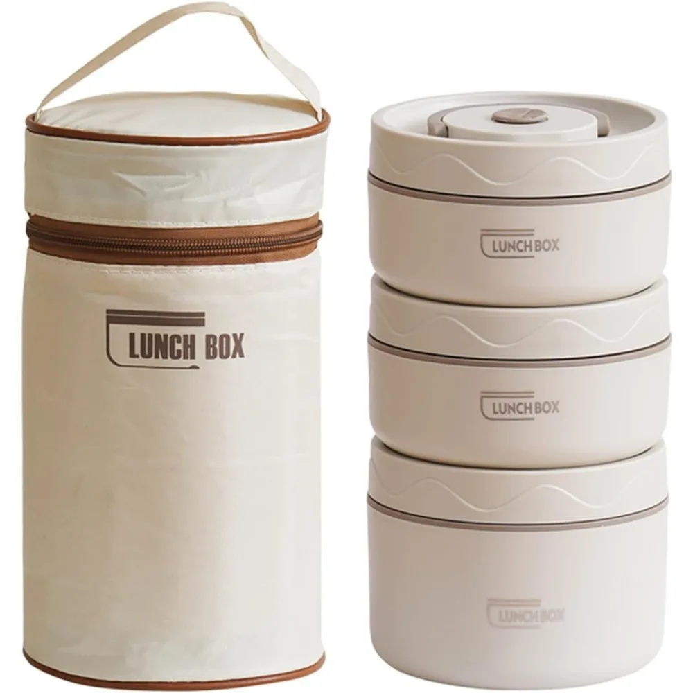 Edelstahl-Lunchbox, auslaufsicher, dreilagige Snackbox, tragbar, isoliert, Lebensmittel-Lunchbehälter für Picknicks im Home Office