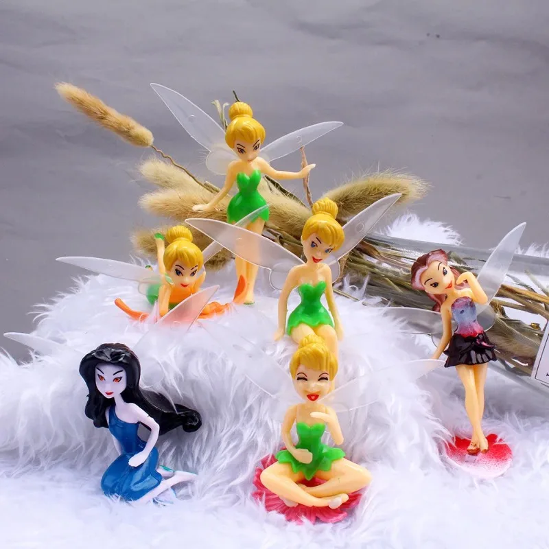 6 stks/partij Disney Anime Figuur Tinkerbell Tinker Bell Bloem Elfen Prinses Cartoon PVC Action Figure Mini Model Speelgoed Poppen Geschenken