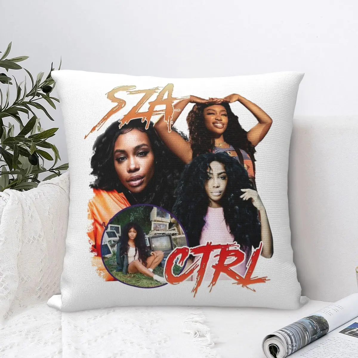 SZA CTRL R&B Pillow Case Hip Hop Music Cushion Covers Vintage Zipper Decor Pillowcase for Car 40*40cm