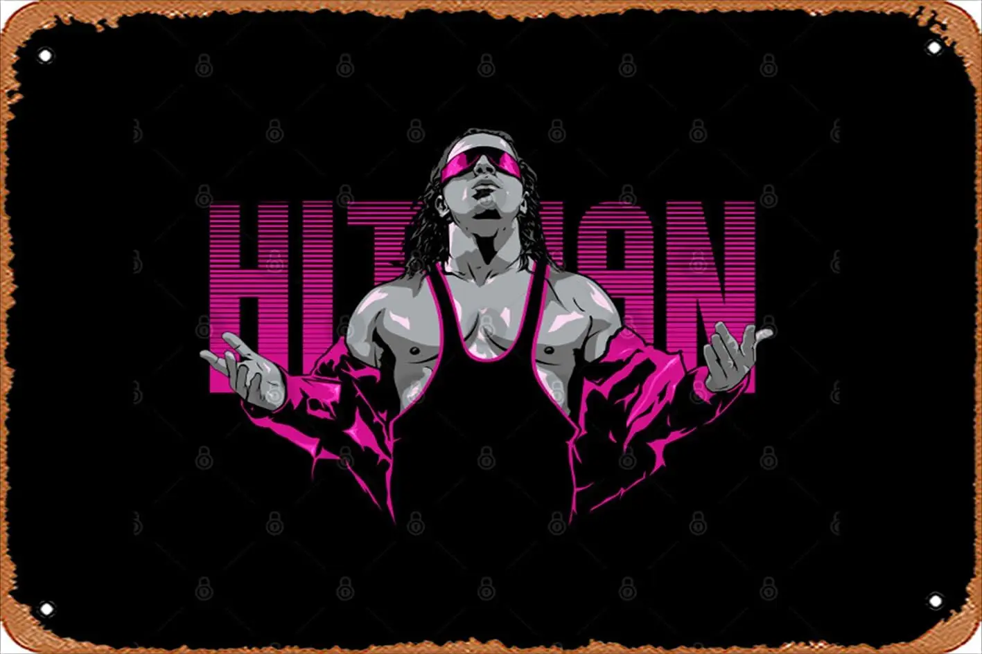 Letrero de hojalata Retro Vintage Bret Hitman Hart Vintage divertido novedad carteles de Metal hombre cueva señales humorísticas películas música Bar arte cartel Re
