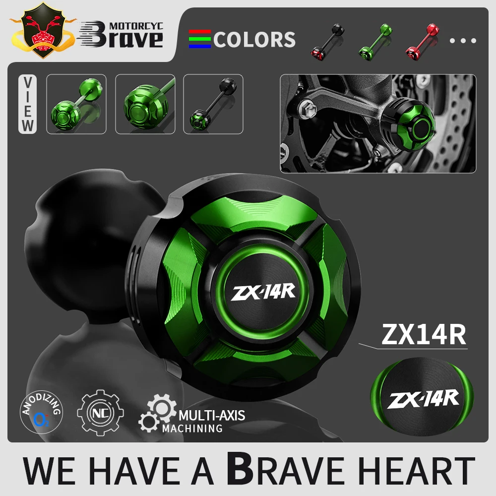 

For KAWASAKI ZZR1400 ZZR 1400 ZX-14R ZX14R ZX 14R Motorcycle Alumimun Front Axle Fork Crash Sliders Wheel Protector