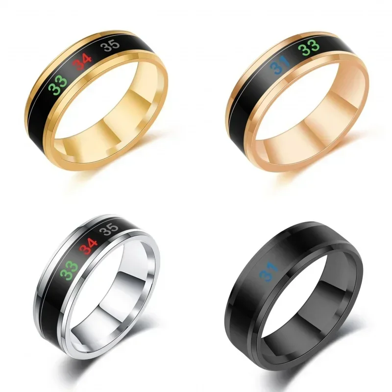 Fashionable stainless steel smart temperature-sensitive color-changing ring jewelry gift for men and women couples