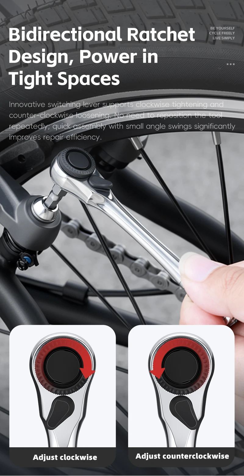 WEST BIKING Fahrradwerkzeug-Set mit Ratschenschlüssel, S2-Legierungsstahl-Bits, tragbares Fahrrad-Reparaturset mit magnetischer Verlängerungsstange – Detail 6