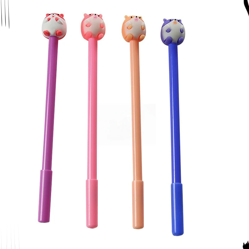 12 Pcs Cartoon Gel Pens Set for Students Creative Learning Stationery Pen Cute Hamster Prize Gift Back To School