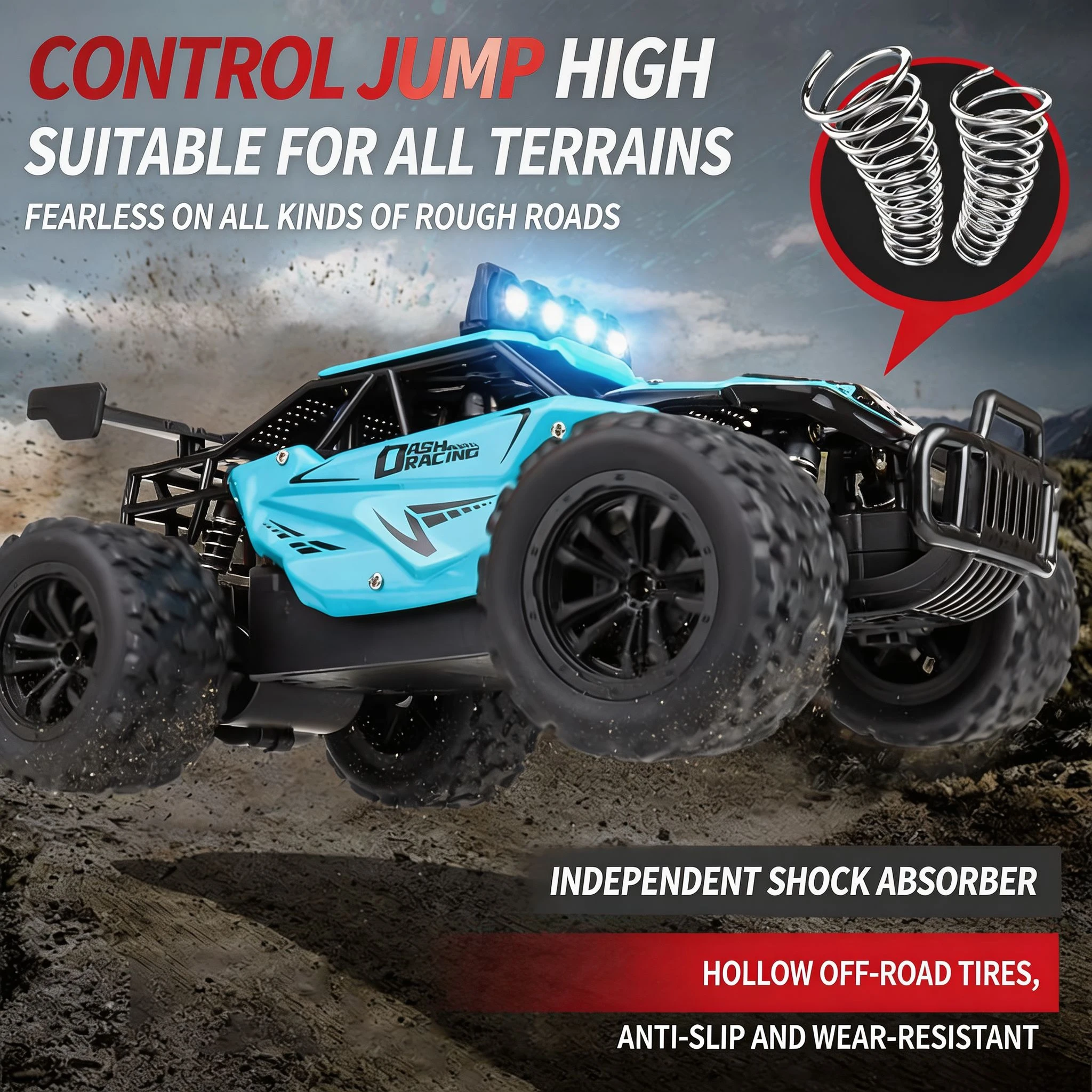 1/16 4WD RC Monster Truck, High-Speed Off-Road Crawler with Alloy Shell, Toy Gift for Boys Kids ﻿