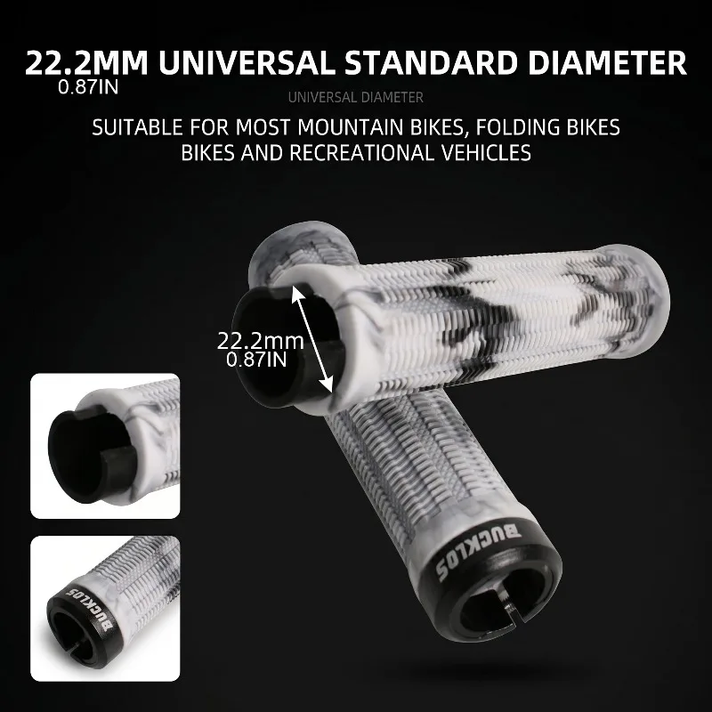 1Pair BUCKLOS MTB Bike Grips 22.2mm Rubber Bicycle Handle Grips Shock Absorption Bicycle Handlebar