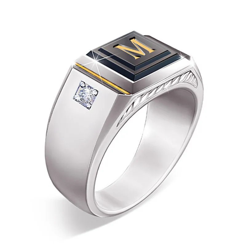 Geometric Two-Tone Alloy Ring with Electroplated Finish and Synthetic Gemstone Inlay Ideal for Travel Keepsakes Unisex Design Av