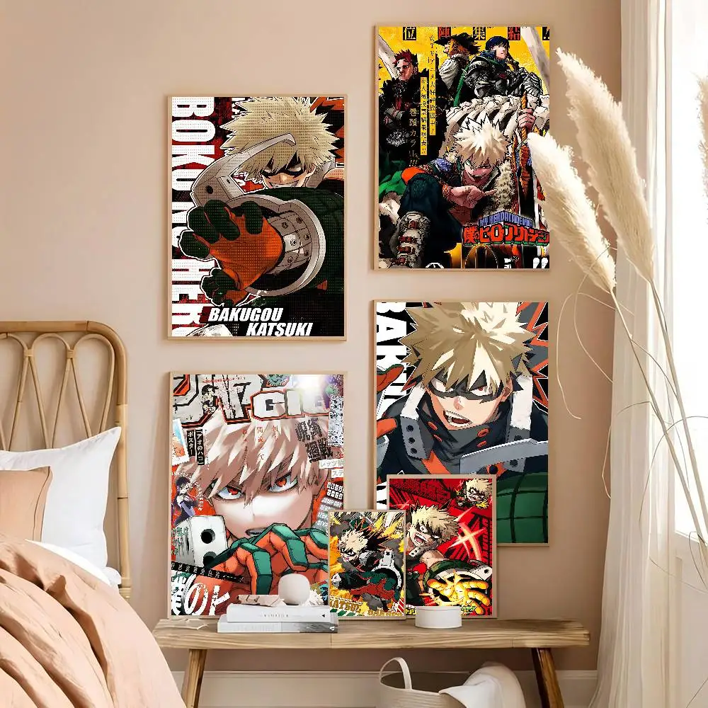 Anime B-Bakugo Katsuki Movie Classic Vintage Posters Waterproof Paper Sticker Coffee House Bar Home Decor