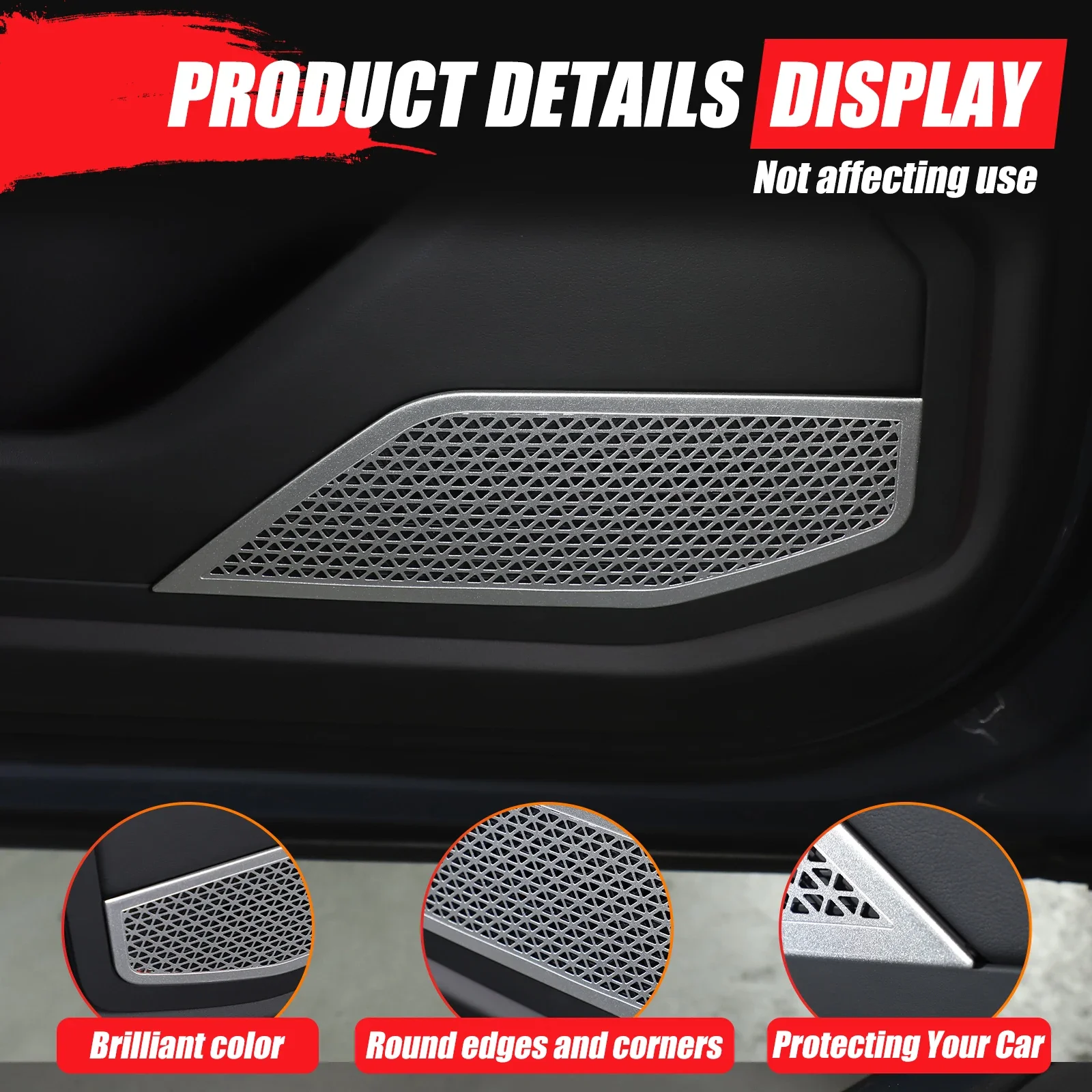 

2Pcs Stainless Steel Silver For BMW 7 Series G70 2023-2025+ Car Front Door Horn Mesh Cover Decorative Stickers Car Accessories